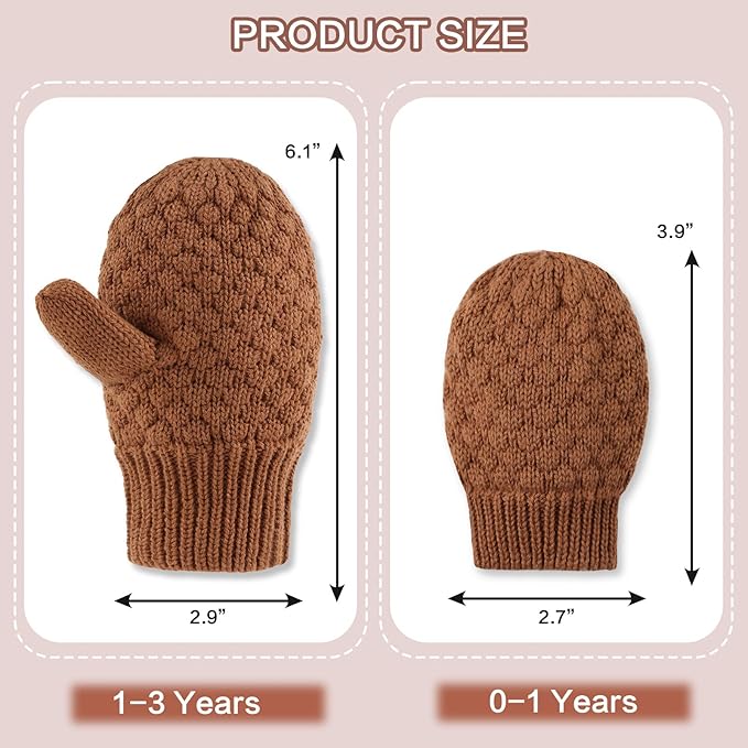 Baby Knit Mittens Toddler Boys Girls Gloves Winter Infant Newborn No Scratch Mitten 0-3 Years-CubbioJoy