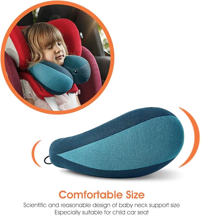 INFANZIA Chin Supporting Travel Neck Pillow, Comfortably Supports and Helps Support Head and Neck - Gifts for Toddler/Child/Kids, Blue-CubbioJoy