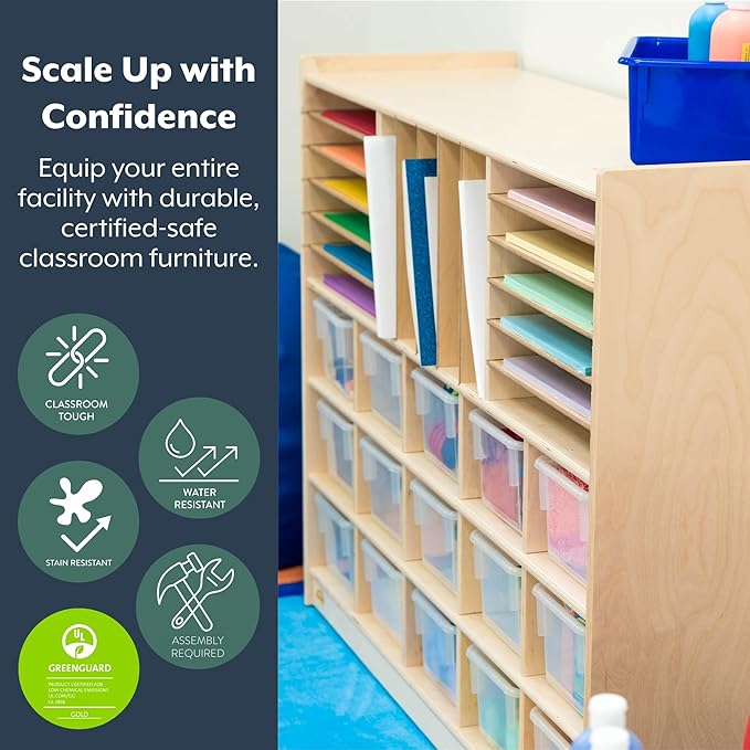 Angeles Value Line Multi-Section Storage, Classroom Shelves and Daycare Furniture, Construction Paper Organizer, 48" L x 12" W x 36" H-CubbioJoy