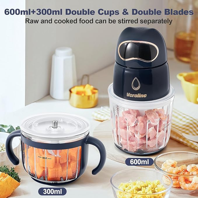 Baby Food Maker, 10-in-1 Baby Food Processor Set with 2 Glass Bowls (600ml+300ml), Baby Food Blender for Baby Puree, Fruit, Meat, Vegatable, Baby Food Storage Containers, Baby Essentials-CubbioJoy