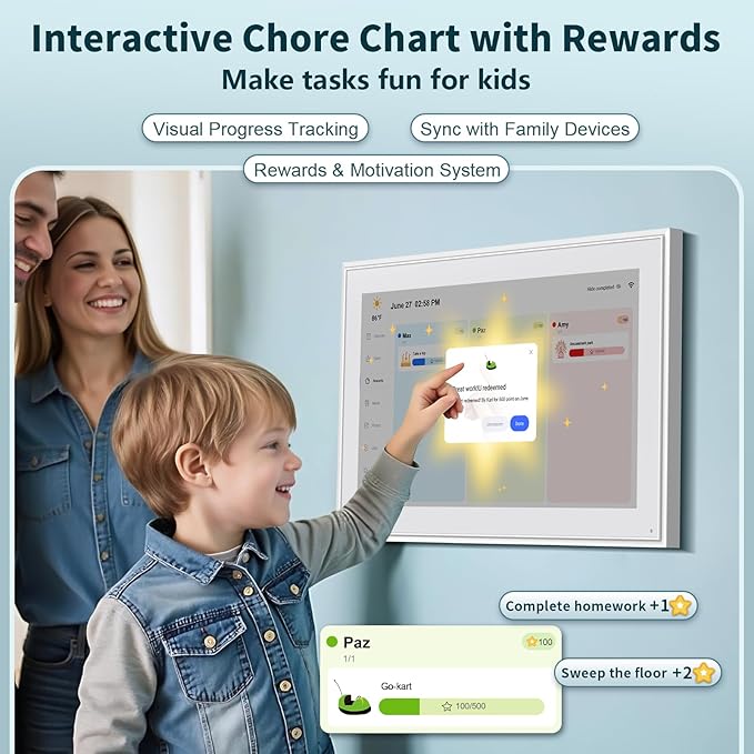Digital Calendar, 15.6 Inch Wall Planner Digital Calendar & Chore Chart, IPS HD Touchscreen Interactive Display for Family Schedules, 2025 Calendar Share Photos/Schedules Instantly-CubbioJoy