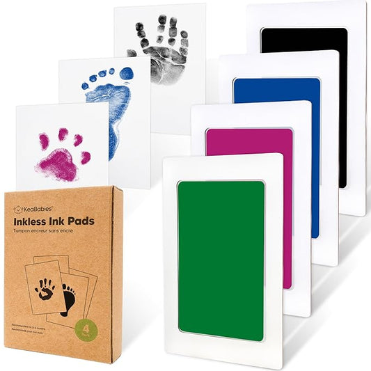 4-Pack Inkless Baby Hand and Footprint Kit - Mess Free Ink Pad for Newborn Keepsake, Dog Nose & Paw Print Kit, Clean Touch Ink Pad for Baby Hand & Footprints, Ideal New Mom Gifts (Holidays)-CubbioJoy