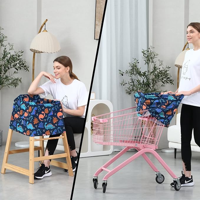 Car Seat Covers for Babies - Multi-use Carseat Canopy Cover Breastfeeding Covers, Stroller Canopy Cover (Navy Dinosaur)-CubbioJoy