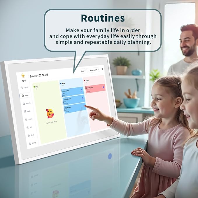 Digital Calendar, 21.5 Inch Wall Planner Digital Calendar & Chore Chart, IPS HD Touchscreen Interactive Display for Family Schedules, Streamline Household Organization, Wall Mount Included-CubbioJoy
