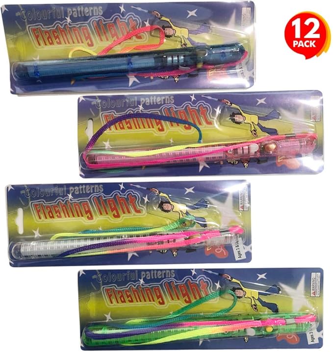 ArtCreativity Light Up Police Wands, Set of 12, Flashing LED Wand Sticks with Lanyards, Thrilling Light Show, Batteries Included, Birthday Party Favors, Carnival Prize, Goodie Bag Fillers for Kids-CubbioJoy