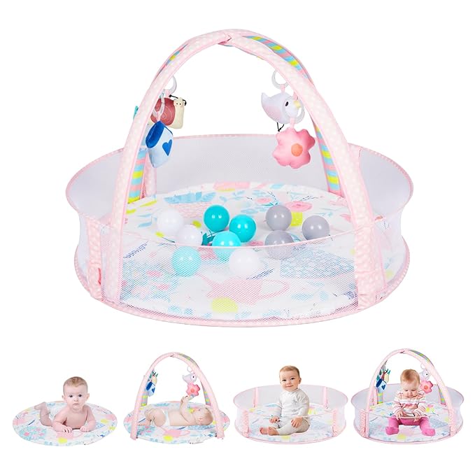 Activity Gym, Baby Play Gym Mat for Toddlers, 0-18 Months Tummy Time Play Mats, Infant Play Gym with Detachable Toys for Sensory Exploration and Motor Skill Development, PM2407-CubbioJoy