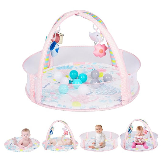 Activity Gym, Baby Play Gym Mat for Toddlers, 0-18 Months Tummy Time Play Mats, Infant Play Gym with Detachable Toys for Sensory Exploration and Motor Skill Development, PM2407-CubbioJoy