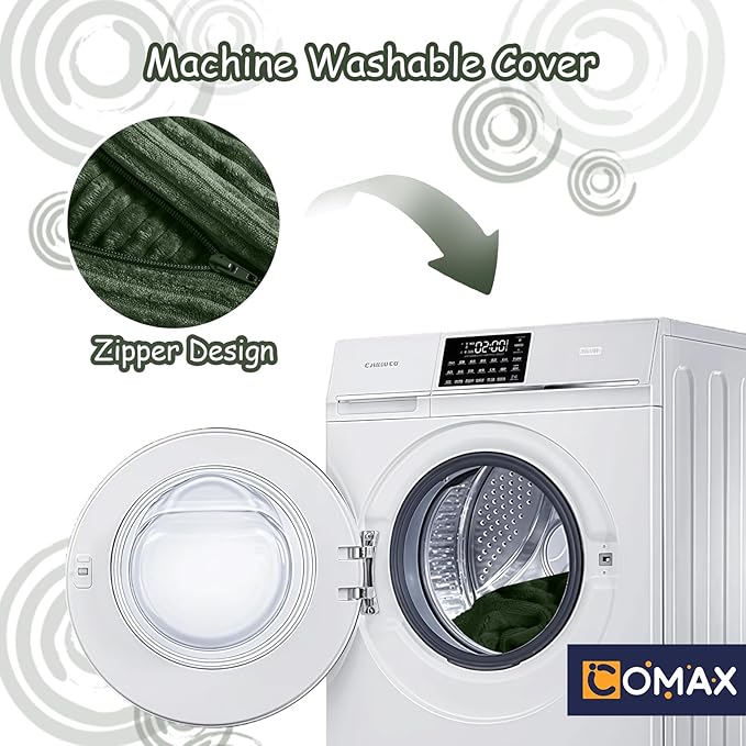 COMAX Kids Bean Bag Chair Turn into Beanbag Bed, Toddler Bean Chair Corduroy for Girl Boy Sleeping, Lazy Children Bean Bags with Filler, Convertible Child Floor Mattress, Dark Green-CubbioJoy