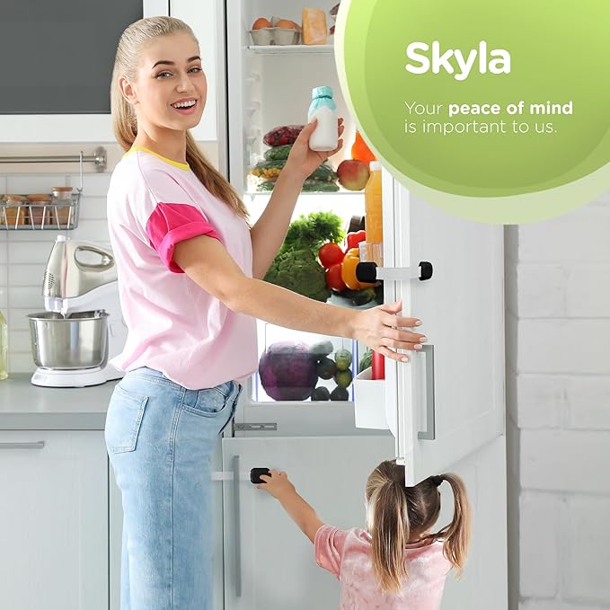 Baby Proofing Child Safety Locks (12 Pack) by Skyla Homes - The Safest, Quickest and Easiest 3M Adhesive Cabinet Latches, No Screws & Magnets, Multi-Purpose for Furniture, Kitchen, Ovens, Toilet Seats-CubbioJoy