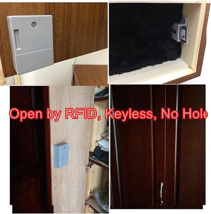 Battery IC Card Sensor Digital Cabinet Lock Drawer Lock File Cabinet Smart Lock DIY Keyless Cabinet Drawer Lock Without Perforate Hole for Drawers, Cabinet, Doors, Wardrobe-CubbioJoy