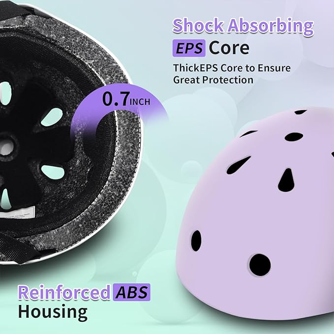 Adjustable Kids Bike Helmet with Knee & Elbow Pads Set, Color Gradient Design for Boys and Girls Aged 3-14+, for Skateboarding, Scooter, Roller & Inline Skating, Longboard-CubbioJoy