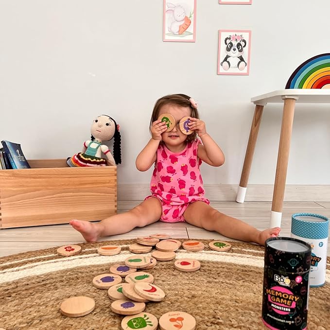 bee smart Wooden Memory Game - Matching Memory Game for Kids 3 and Up, 16Pcs | Educational Toy for Preschool Toddlers Board Games (Vehicles)-CubbioJoy