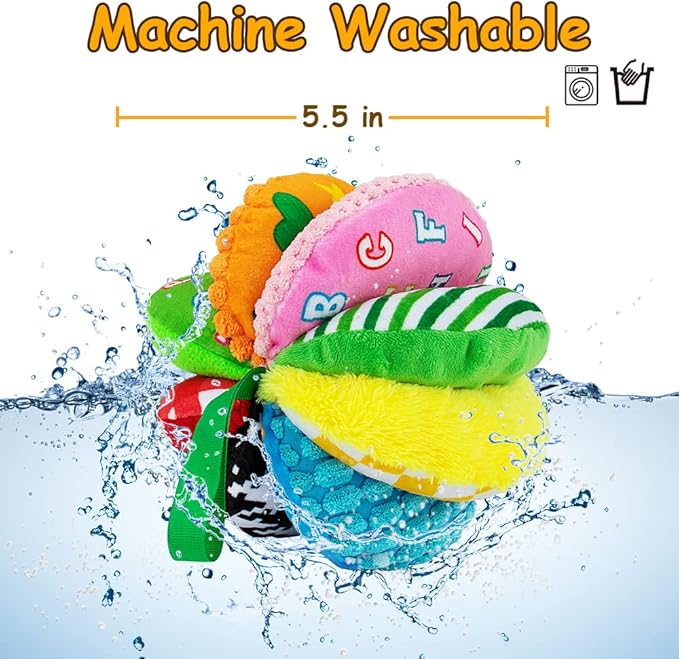 8-in-1 Sensory Balls for Infant Toddlers,Rainbow Fabric Baby Toy for Sensory Development,Montessori Toys for Babies 6-12 Months,8 Different Sensory Tactile Textures with Crinkle Rattle Squeakers-CubbioJoy