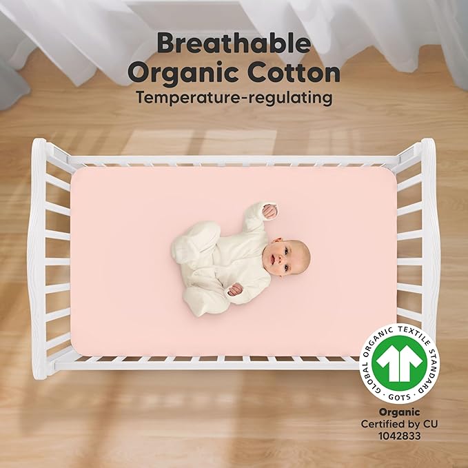 KeaBabies 2-Pack Organic Crib Sheets for Boys, Girls - 52x28 Fitted Crib Mattress Sheet Neutral, Breathable Jersey Cotton Cover for Baby Bed, Toddler Mattress, Soft & Cute Prints (Cameo)-CubbioJoy