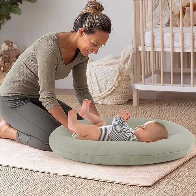 Baby Lounger for Newborn: Portable & Lightweight Pillow for Tummy Time Playtime & Diaper Changes - Skin-Friendly & Breathable for 0-12 Month Supervised Use-CubbioJoy