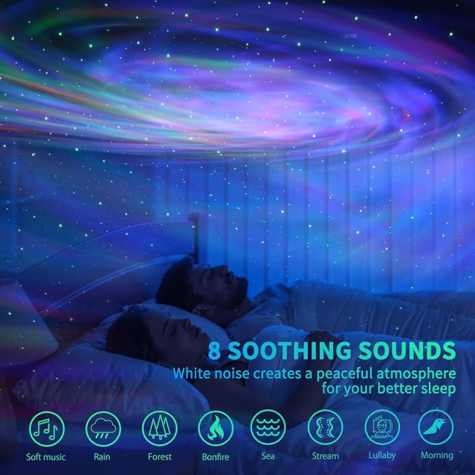 AIRIVO Star Projector, Galaxy Light Projector, Night Light Projector & Music Speaker & White Noise, Sound Machine Projector for Kids Adults, Bedroom, Room Decor, Party, Ceiling-CubbioJoy