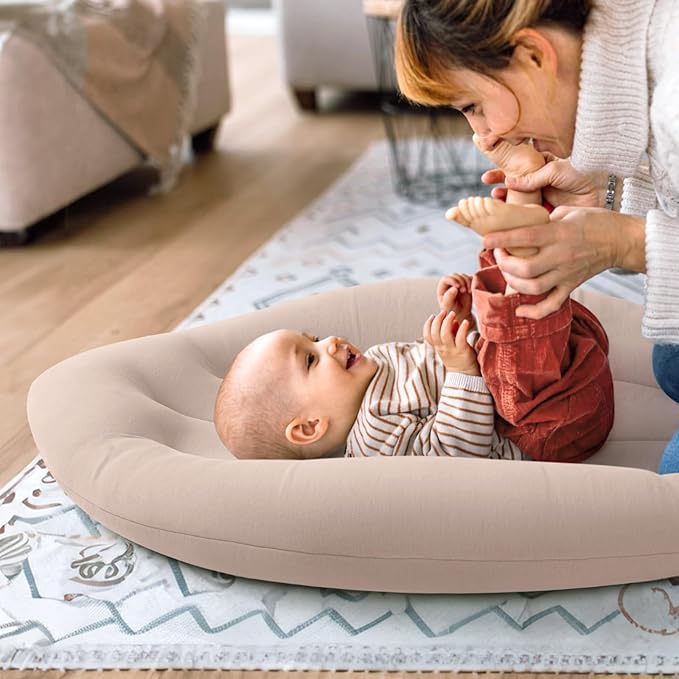 Baby Lounger for Newborn: Skin-Friendly & Breathable for 0-12 Months Infant Tummy Time Playtime & Diaper Changes - Portable & Lightweight Cushion for New Parents-CubbioJoy