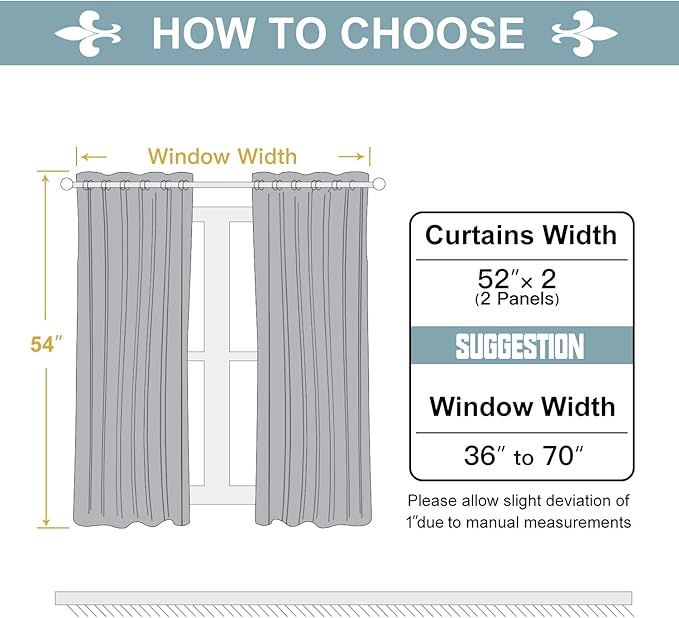 ChrisDowa 100% Blackout Curtains for Bedroom with Black Liner, 2 Thick Layers Total Blackout Thermal Insulated Grommet Window Curtains 2 Panels Set (Stone Blue, 52 x 54 Inch)-CubbioJoy