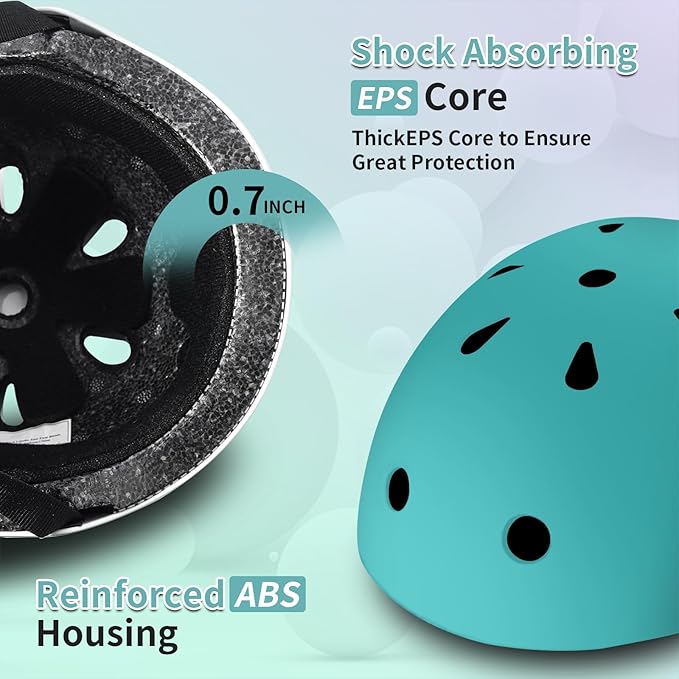 Adjustable Kids Bike Helmet with Knee & Elbow Pads Set, Color Gradient Design for Boys and Girls Aged 3-14+, for Skateboarding, Scooter, Roller & Inline Skating, Longboard-CubbioJoy