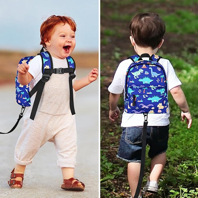 Accmor Toddler Backpack Leash, Cute Dinosaur Kids Backpack with Anti Lost Wrist Link, Mini Child Backpack Leash Walking Harness for Outdoor Travel, Adorable Backpack Tether for Baby Boys 1-3-CubbioJoy