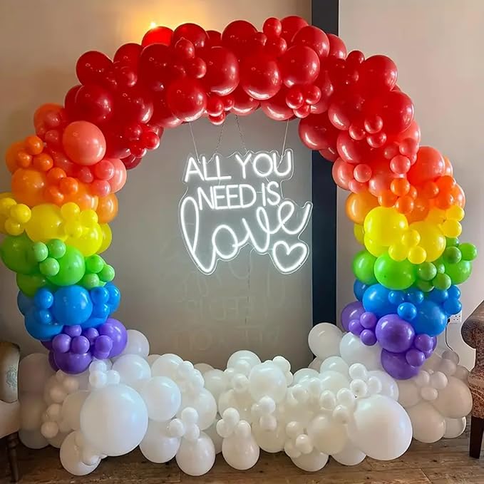140pcs Rainbow Balloon Arch Kit, Rainbow Balloons of Different Sizes Pack of 18 12 10 5 Inch Party Balloon Kit for Birthday Party or Balloon Arch as Graduation Wedding Baby Shower Party Decorations-CubbioJoy