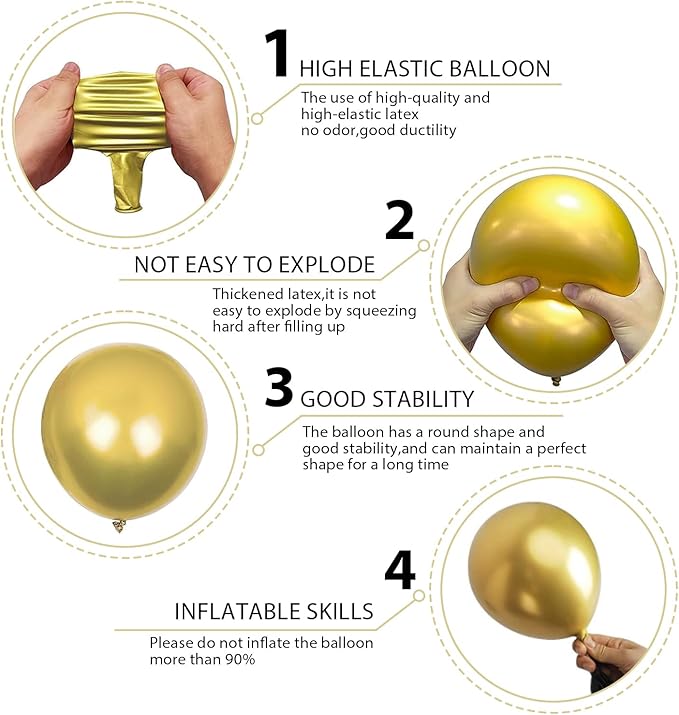 140pcs Gold Balloon Arch Kit, Gold Balloons of Different Sizes Pack of 18 12 10 5 Inch Party Balloon Kit for Birthday Party or Balloon Arch as Graduation Wedding Baby Shower Party Decorations-CubbioJoy
