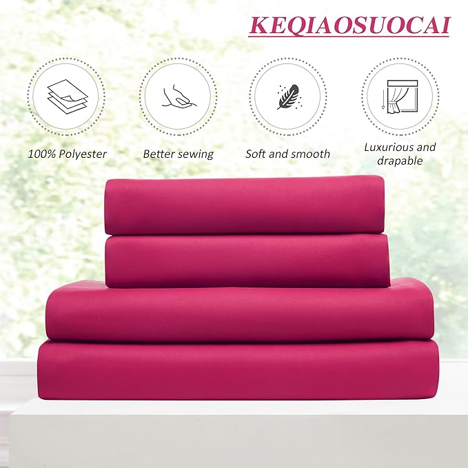 KEQIAOSUOCAI Pinch Pleat Curtains 92 Inches Long,Home Fashion Microfiber Thermal Insulated Solid Pleated Room Darkening Curtain for Bedroom (Hot Pink, 2 Panels, 40 inch Wide by 92 Long)-CubbioJoy