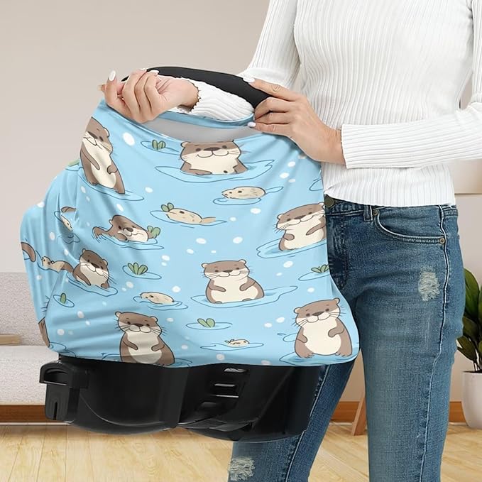Binienty Cute Otter Nursing Cover Baby Car Seat Covers Soft Breathable Infant Carseat Canopy for Moms-CubbioJoy