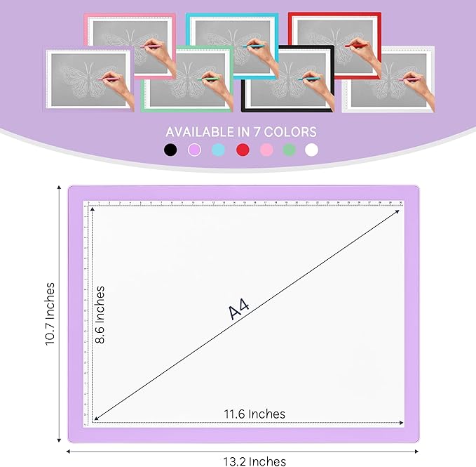 iVyne Corded Light Pad for Weeding Vinyl - A4 Light Box for Drawing - Light Board for Tracing - Light Box for Diamond Painting, Weeding Vinyl, Sketching, Tracing (Purple)-CubbioJoy