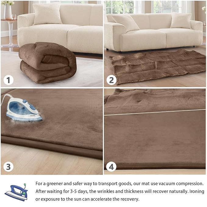 Baby Play Mat 1.2" Thick Memory Foam Nursery Rug Area Rug, 4’11” X 3’28” Yoga Mat Playmat Crawling Mat for Baby,Toddlers,Infants,Kids,Floor Mat Tatami Mat for Living Room with Non-Slip(Coffee)-CubbioJoy