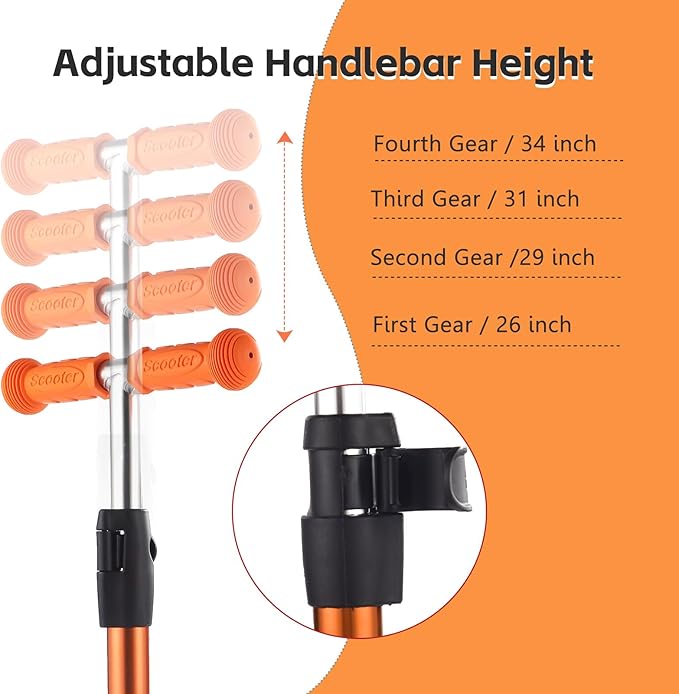 3 Wheel Scooter for Kids Ages 6-12,Kids Scooter with Light Up Wheels, Sturdy Deck Design, and 4 Height Adjustable Suitable for Kid Ages 3-12-CubbioJoy