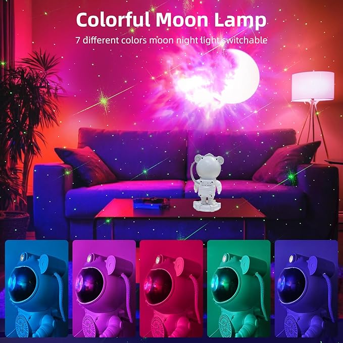 Astronaut Galaxy Projector-Star Projector,Bluetooth Speaker,White Noise, Star and Moon Galaxy Lights for Bedroom with Timer and Remote, Nebula Night Light 360° Adjustable, Starry Space Ceiling Lamp-CubbioJoy