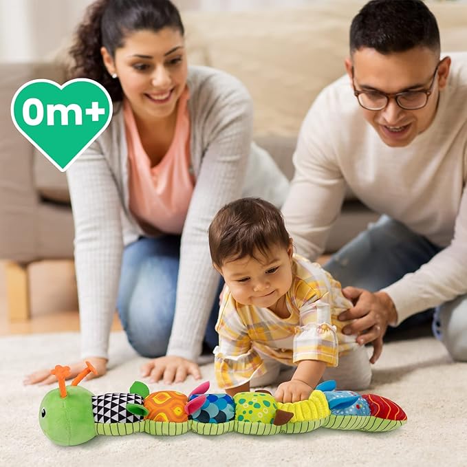 Sumobaby Infant Baby Musical Stuffed Animal Activity Soft Toys with Multi-Sensory Crinkle, Rattle and Textures, for Tummy Time Newborn 0-3-6-12 Months Boys, Girls, Caterpillar-CubbioJoy