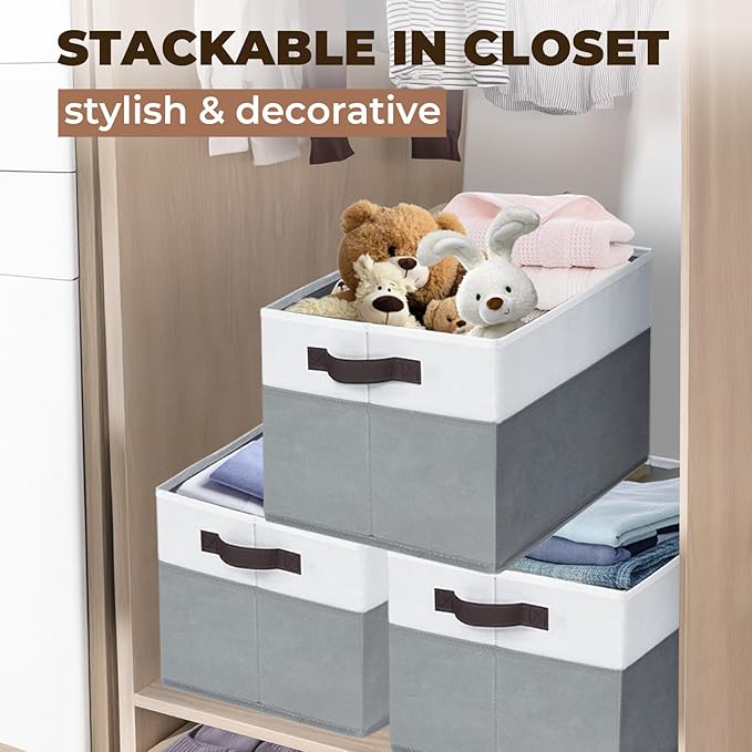 Criusia Extra Large Storage Bins 4 Pack - 16x12in Closet Organizers and Storage Baskets for Organizing Clothes Toy Blanket - Fabric Storage Cubes Containers for Shelves - All Room Organization-CubbioJoy