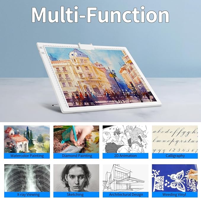 A3 Light Pad, Elice Tracing Light Box 3 Colors Mode Stepless and 6 Levels of Brightness Light Copy Pad, Wireless Rechargeable Led Light Board for Weeding Vinyl Diamond Painting Sketching (White)-CubbioJoy