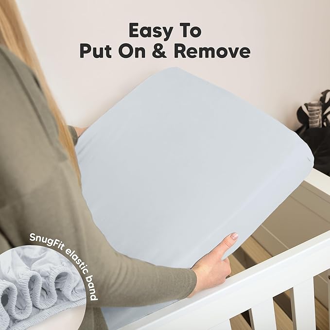 KeaBabies 2-Pack Organic Crib Sheets for Boys, Girls - 52x28 Fitted Crib Mattress Sheet Neutral, Breathable Jersey Cotton Cover for Baby Bed, Toddler Mattress, Soft & Cute Prints (Hazy)-CubbioJoy