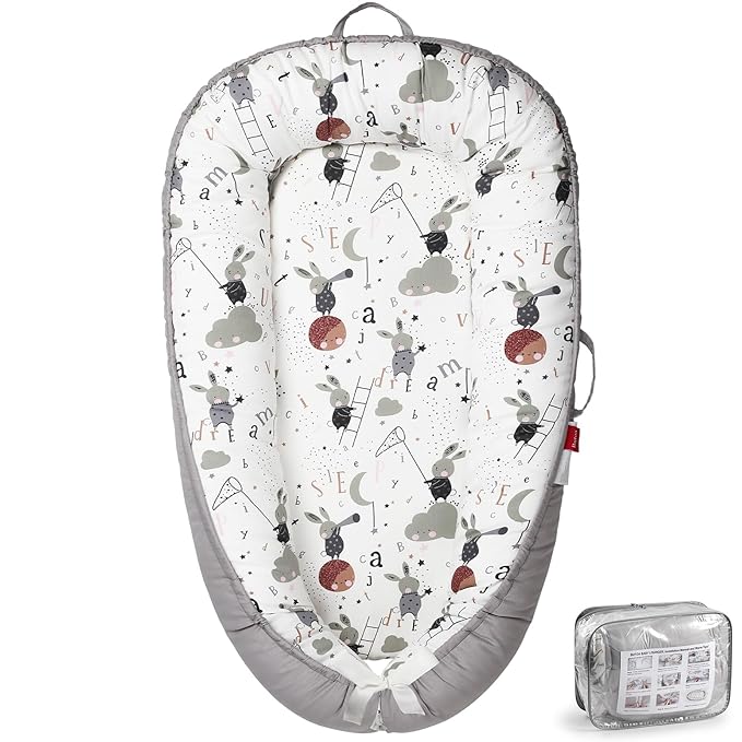 Baby Lounger - Breathable & Soft Baby Nest, Portable and Lightweight Tummy Time Lounger for Home and Travel, Ideal Newborn Babies Essentials Baby Shower Gifts-CubbioJoy