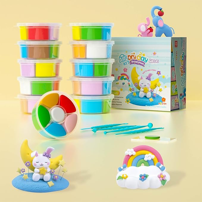 Air Dry Clay Kit - Modeling Clay for Kids 10 Boxes mit Sculpting Tools und Tutorials, Ultra Light & Soft, Safe & Non-Toxic, DIY Model Magic Clay,Creative Crafts Toys Gifts for Girls Boys 3+ Years Old-CubbioJoy