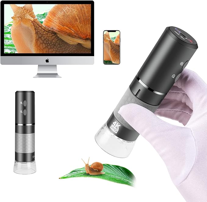 4K WiFi Digital Microscope Camera for iPhone Android Phone and Windows Mac PC, 3840x2160P Portable Wireless Handheld Microscope for Adults and Kids-CubbioJoy