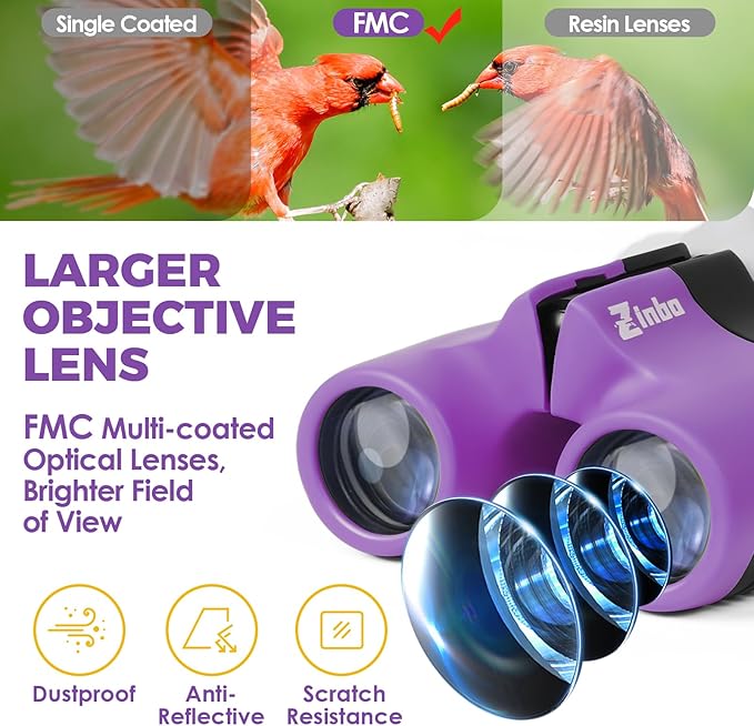 Binoculars for Kids, Toys for 3-12 Year Old Girls and Boys, Bird Watching Hiking 4 5 6 7 8 9 Year Old Girl Boy Christmas Birthday Gifts, Outdoor Toys for Kid Set with Magnifying Glass & Compass-CubbioJoy