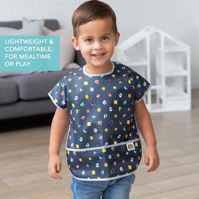 Bumkins Bibs - Toddler Bibs, Waterproof, Large for 1-3 Years, Short Sleeve-CubbioJoy