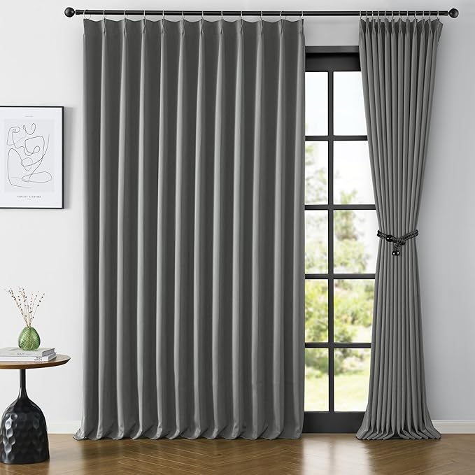 KEQIAOSUOCAI Pinch Pleat Patio Sliding Glass Door Curtains for Living Room, Thermal Insulated Black Out Wide Draperies for Bedroom/Living Room 80 Wide x 84 Inch Long 80 x 84 7 ft Length-CubbioJoy