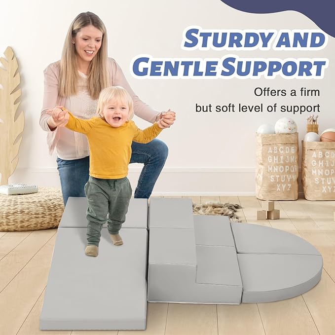 6-Piece Soft PU Leather Toddlers Climbing Toys, Baby Foam Climbing Blocks for Kids 3, Baby Climbing Structures Play Gym for Toddlers, Indoor Climb and Crawl Activity Play Set-CubbioJoy