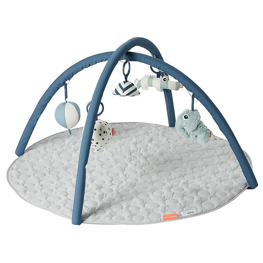 Done by Deer Deer Friends Blue Activity Play Mat with Hanging Toys - Soft, Durable, & Easy to Clean - Stimulates Senses - Improves Motor Skills & Cognitive Development-CubbioJoy