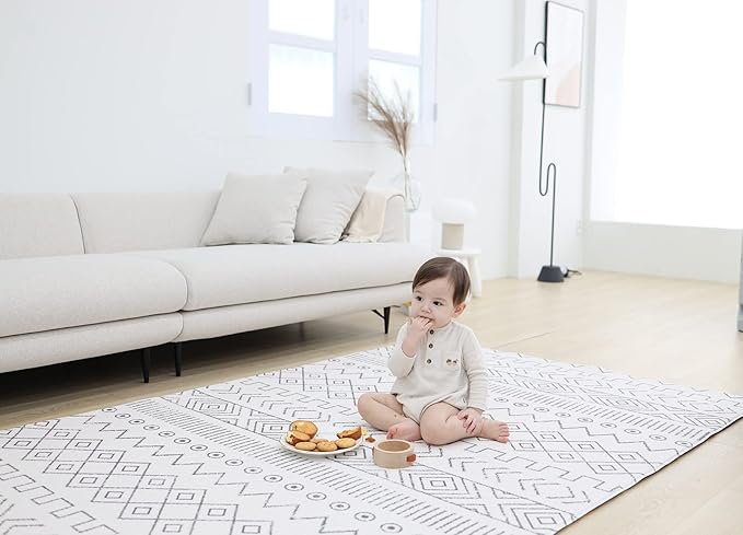 Baby Care Play Mat (Large, Nordic Trails - Tribal) 82'' x 55'' Original One-Piece Reversible Rollable Waterproof Play Mat for Infants, Babies, Toddler, and Kids-CubbioJoy