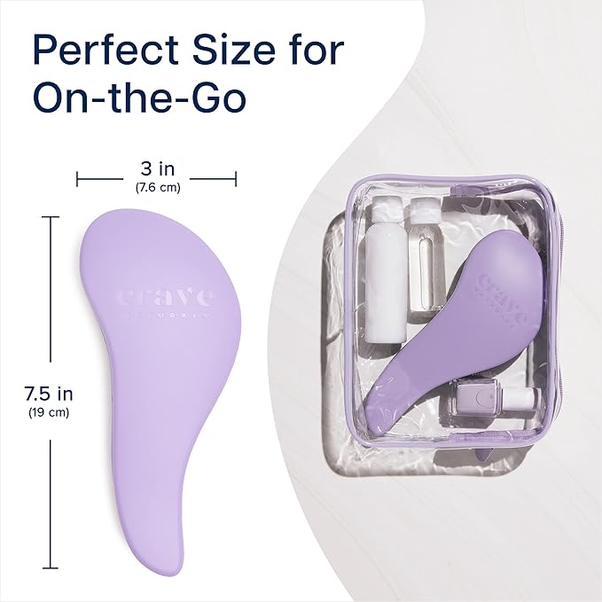 Crave Naturals Glide Thru Hair Brush - Detangler Brush for Curly, Straight, Wet or Dry Hair - Gentle Detangling Brushes for Adults, Kids, Toddlers - Hair Accessories for Women, 7.5x3" - Purple-CubbioJoy