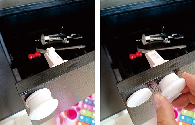 Baby Proofing Magnetic Cabinet Locks Child Proof Extra Magnet (5 Pack) Universal Replacement Keys for Magnetic Locking System - Baby Safety Latch for Drawers and Cabinet - 5 Key Holders Included-CubbioJoy