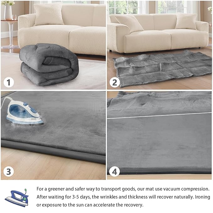 Baby Play Mat 1.2" Thick Memory Foam Nursery Rug Area Rug, 4’11” X 3’28” Yoga Mat Playmat Crawling Mat for Baby,Toddlers, Infants, Kids,Floor Mat Tatami Mat for Living Room with Non-Slip(Grey)-CubbioJoy