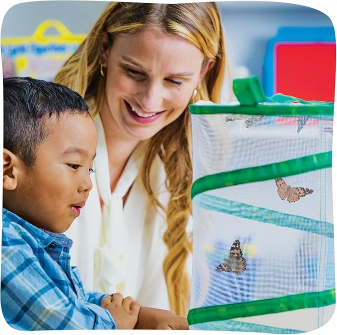 Insect Lore Raise and Release Butterfly Garden Kit – Caterpillar Habitat with redeemable Voucher – STEM-accredited Live Butterfly Growing Kit for Kids, Classrooms, and Homeschool Learning-CubbioJoy