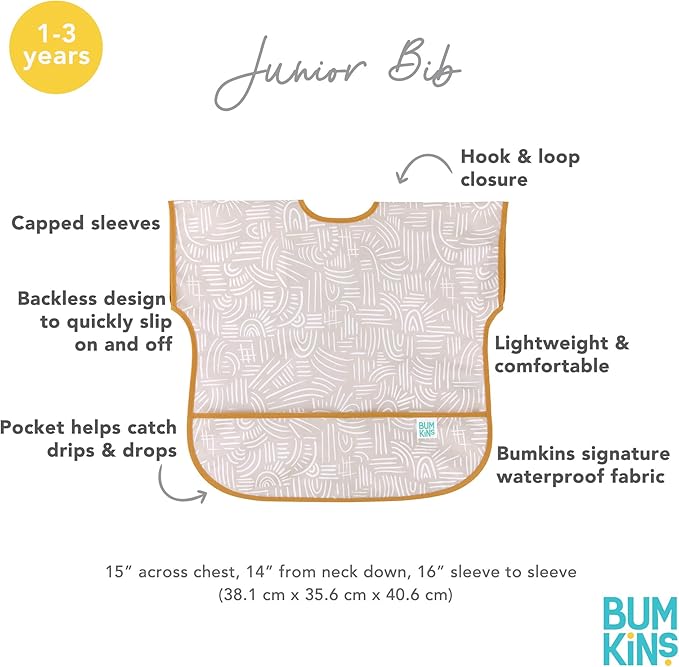 Bumkins Bibs - Toddler Bibs, Waterproof, Large for 1-3 Years, Short Sleeve-CubbioJoy